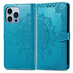 Coque Portefeuille Motif Fantaisie Livre Cuir Etui Clapet H06 pour Apple iPhone 13 Pro Bleu