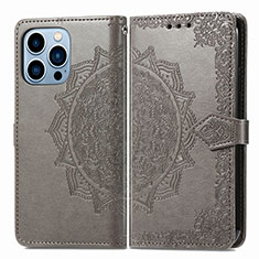 Coque Portefeuille Motif Fantaisie Livre Cuir Etui Clapet H06 pour Apple iPhone 13 Pro Gris