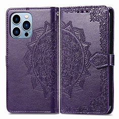 Coque Portefeuille Motif Fantaisie Livre Cuir Etui Clapet H06 pour Apple iPhone 13 Pro Violet