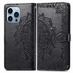 Coque Portefeuille Motif Fantaisie Livre Cuir Etui Clapet H06 pour Apple iPhone 14 Pro Max Noir