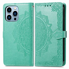 Coque Portefeuille Motif Fantaisie Livre Cuir Etui Clapet H06 pour Apple iPhone 16 Pro Max Vert