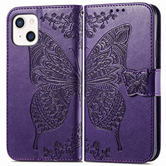 Coque Portefeuille Motif Fantaisie Livre Cuir Etui Clapet H07 pour Apple iPhone 13 Mini Violet