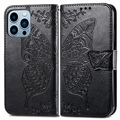 Coque Portefeuille Motif Fantaisie Livre Cuir Etui Clapet H07 pour Apple iPhone 13 Pro Noir