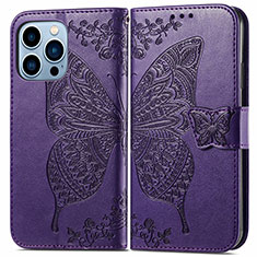 Coque Portefeuille Motif Fantaisie Livre Cuir Etui Clapet H07 pour Apple iPhone 13 Pro Violet