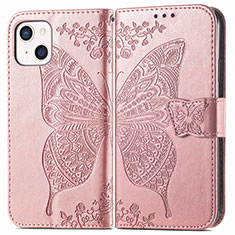 Coque Portefeuille Motif Fantaisie Livre Cuir Etui Clapet H07 pour Apple iPhone 14 Or Rose