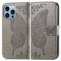 Coque Portefeuille Motif Fantaisie Livre Cuir Etui Clapet H07 pour Apple iPhone 14 Pro Gris