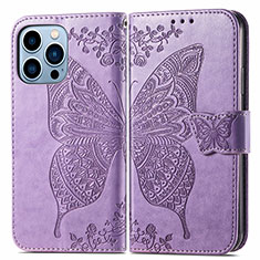 Coque Portefeuille Motif Fantaisie Livre Cuir Etui Clapet H07 pour Apple iPhone 14 Pro Max Violet Clair