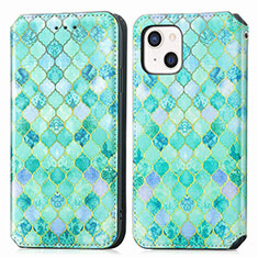 Coque Portefeuille Motif Fantaisie Livre Cuir Etui Clapet H09 pour Apple iPhone 13 Mini Vert