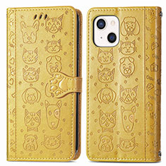 Coque Portefeuille Motif Fantaisie Livre Cuir Etui Clapet H11 pour Apple iPhone 14 Jaune