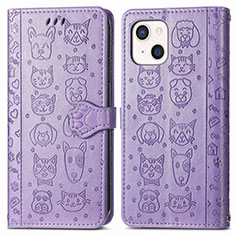 Coque Portefeuille Motif Fantaisie Livre Cuir Etui Clapet H11 pour Apple iPhone 15 Plus Violet