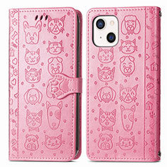 Coque Portefeuille Motif Fantaisie Livre Cuir Etui Clapet H11 pour Apple iPhone 15 Rose