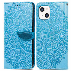 Coque Portefeuille Motif Fantaisie Livre Cuir Etui Clapet H13 pour Apple iPhone 13 Bleu