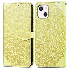 Coque Portefeuille Motif Fantaisie Livre Cuir Etui Clapet H13 pour Apple iPhone 13 Jaune