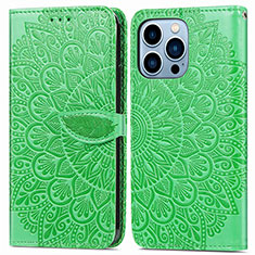 Coque Portefeuille Motif Fantaisie Livre Cuir Etui Clapet H13 pour Apple iPhone 13 Pro Max Vert