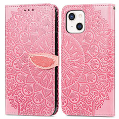 Coque Portefeuille Motif Fantaisie Livre Cuir Etui Clapet H13 pour Apple iPhone 15 Or Rose