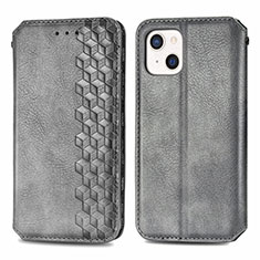 Coque Portefeuille Motif Fantaisie Livre Cuir Etui Clapet H15 pour Apple iPhone 13 Gris