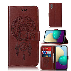 Coque Portefeuille Motif Fantaisie Livre Cuir Etui Clapet JX1 pour Samsung Galaxy M02 Marron