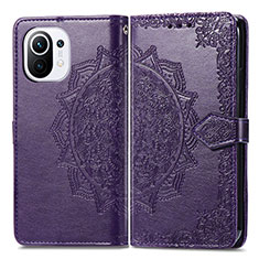 Coque Portefeuille Motif Fantaisie Livre Cuir Etui Clapet L01 pour Xiaomi Mi 11 Lite 4G Violet