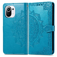 Coque Portefeuille Motif Fantaisie Livre Cuir Etui Clapet L01 pour Xiaomi Mi 11 Lite 5G Bleu