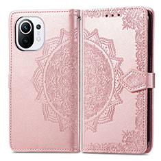 Coque Portefeuille Motif Fantaisie Livre Cuir Etui Clapet L01 pour Xiaomi Mi 11 Lite 5G Rose