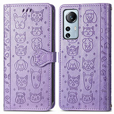 Coque Portefeuille Motif Fantaisie Livre Cuir Etui Clapet L01 pour Xiaomi Mi 12 5G Violet