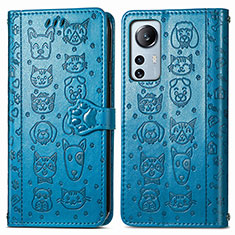 Coque Portefeuille Motif Fantaisie Livre Cuir Etui Clapet L01 pour Xiaomi Mi 12 Lite 5G Bleu