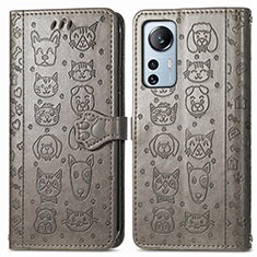 Coque Portefeuille Motif Fantaisie Livre Cuir Etui Clapet L01 pour Xiaomi Mi 12 Lite 5G Gris