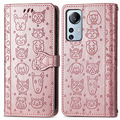 Coque Portefeuille Motif Fantaisie Livre Cuir Etui Clapet L01 pour Xiaomi Mi 12 Lite 5G Rose