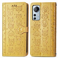 Coque Portefeuille Motif Fantaisie Livre Cuir Etui Clapet L01 pour Xiaomi Mi 12 Pro 5G Jaune