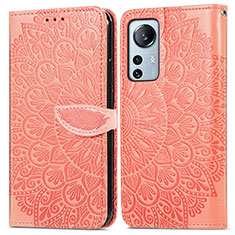 Coque Portefeuille Motif Fantaisie Livre Cuir Etui Clapet L02 pour Xiaomi Mi 12 Lite 5G Orange