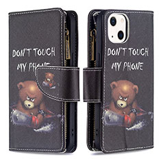 Coque Portefeuille Motif Fantaisie Livre Cuir Etui Clapet L03 pour Apple iPhone 13 Mini Noir