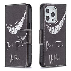 Coque Portefeuille Motif Fantaisie Livre Cuir Etui Clapet L03 pour Apple iPhone 13 Pro Max Noir