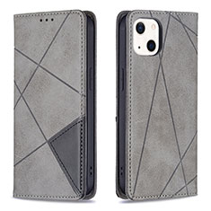 Coque Portefeuille Motif Fantaisie Livre Cuir Etui Clapet L04 pour Apple iPhone 13 Mini Gris