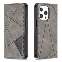 Coque Portefeuille Motif Fantaisie Livre Cuir Etui Clapet L04 pour Apple iPhone 13 Pro Gris