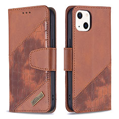 Coque Portefeuille Motif Fantaisie Livre Cuir Etui Clapet L05 pour Apple iPhone 13 Marron