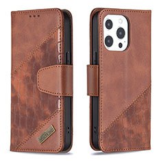 Coque Portefeuille Motif Fantaisie Livre Cuir Etui Clapet L05 pour Apple iPhone 13 Pro Marron