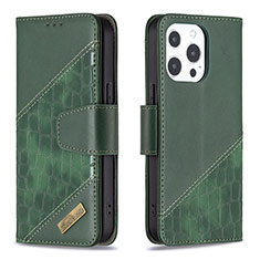 Coque Portefeuille Motif Fantaisie Livre Cuir Etui Clapet L05 pour Apple iPhone 13 Pro Max Vert