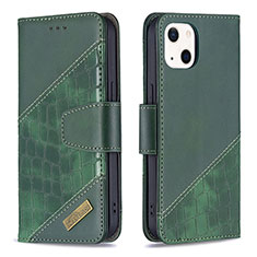 Coque Portefeuille Motif Fantaisie Livre Cuir Etui Clapet L05 pour Apple iPhone 13 Vert