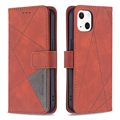 Coque Portefeuille Motif Fantaisie Livre Cuir Etui Clapet L06 pour Apple iPhone 14 Plus Marron