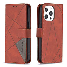 Coque Portefeuille Motif Fantaisie Livre Cuir Etui Clapet L06 pour Apple iPhone 14 Pro Marron