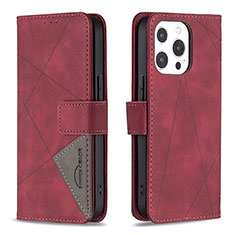 Coque Portefeuille Motif Fantaisie Livre Cuir Etui Clapet L06 pour Apple iPhone 14 Pro Max Rouge