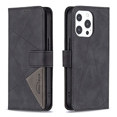 Coque Portefeuille Motif Fantaisie Livre Cuir Etui Clapet L06 pour Apple iPhone 14 Pro Noir