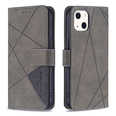 Coque Portefeuille Motif Fantaisie Livre Cuir Etui Clapet L06 pour Apple iPhone 15 Gris