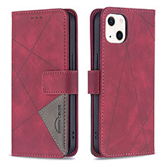 Coque Portefeuille Motif Fantaisie Livre Cuir Etui Clapet L06 pour Apple iPhone 15 Rouge