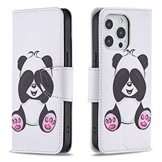 Coque Portefeuille Motif Fantaisie Livre Cuir Etui Clapet L07 pour Apple iPhone 15 Pro Blanc