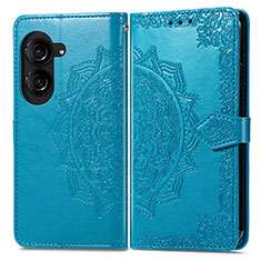 Coque Portefeuille Motif Fantaisie Livre Cuir Etui Clapet pour Asus ZenFone 10 Bleu