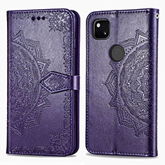 Coque Portefeuille Motif Fantaisie Livre Cuir Etui Clapet pour Google Pixel 4a Violet