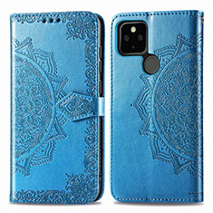 Coque Portefeuille Motif Fantaisie Livre Cuir Etui Clapet pour Google Pixel 5 Bleu