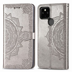 Coque Portefeuille Motif Fantaisie Livre Cuir Etui Clapet pour Google Pixel 5 Gris