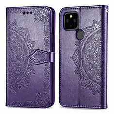 Coque Portefeuille Motif Fantaisie Livre Cuir Etui Clapet pour Google Pixel 5 Violet